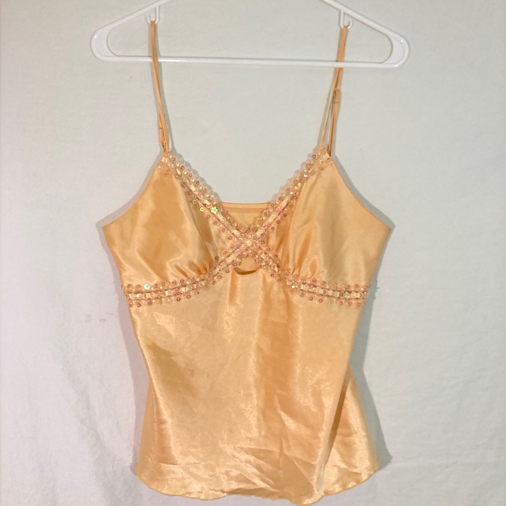 Shirley of hollywood women’s sleepwear orange sequined chemise/slip top & thong